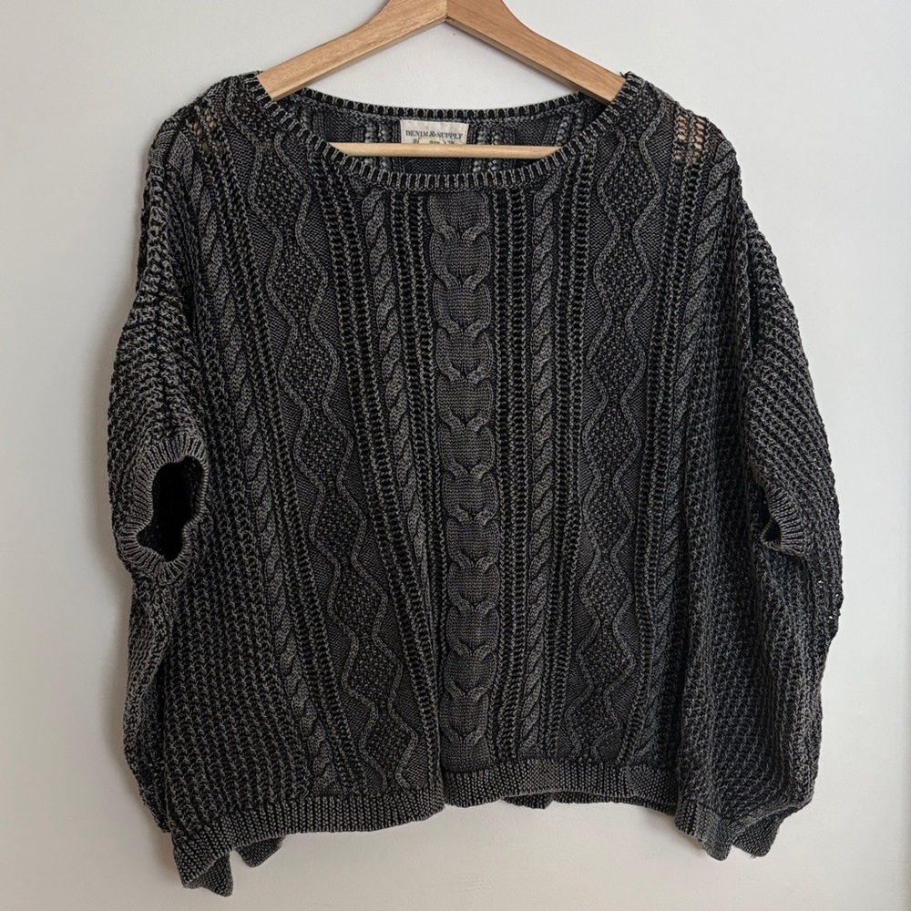 Women's grey Cable Knit Sweater Ralph Lauren Denim ans supply